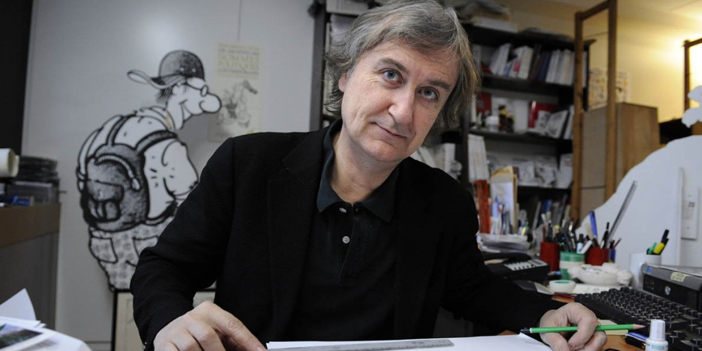 French leading newspaper Le Monde's cartoonist, Jean Plantureux, aka Plantu, poses in his office, on February 13, 2009 in Paris. French daily evening newspaper, Le Monde with a circulation of 336,090 as of 2008, is often the only French daily easily obtainable in non-Francophone countries. AFP PHOTO / STEPHANE DE SAKUTIN