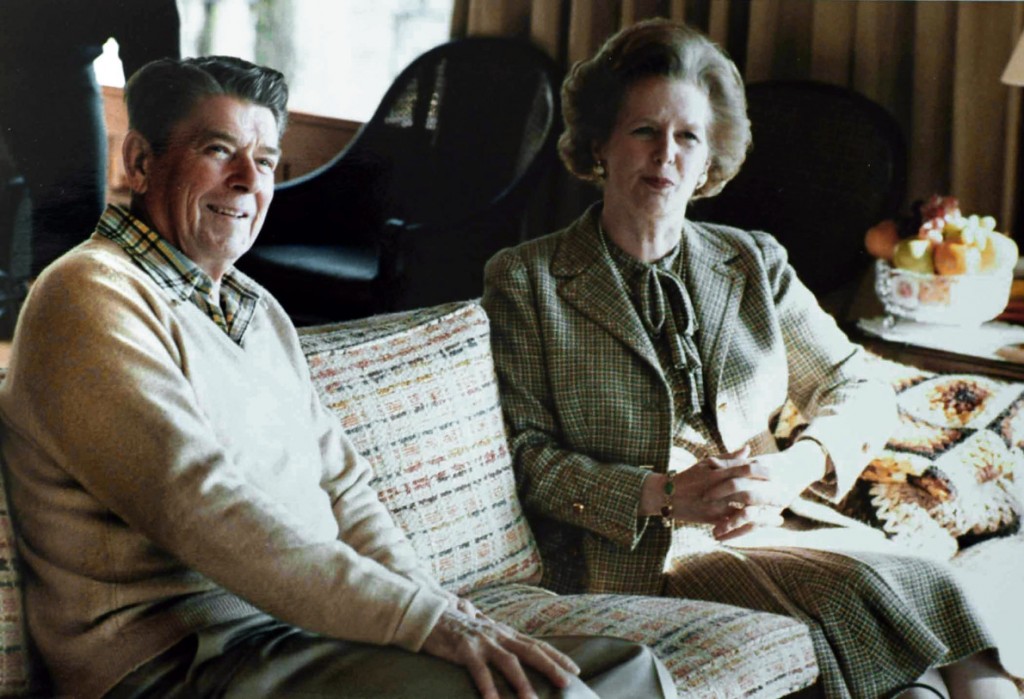Margaret Thatcher with Ronald Reagan at Camp David