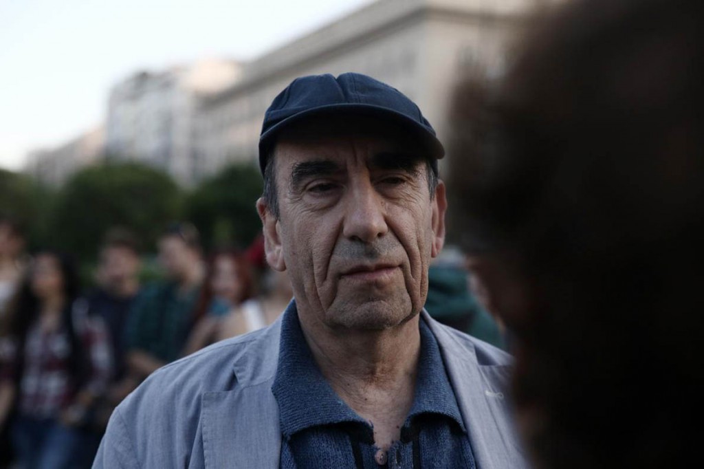 Eye contact with strangers experiment at Propylaea, in Athens, Greece on October 15, 2015.