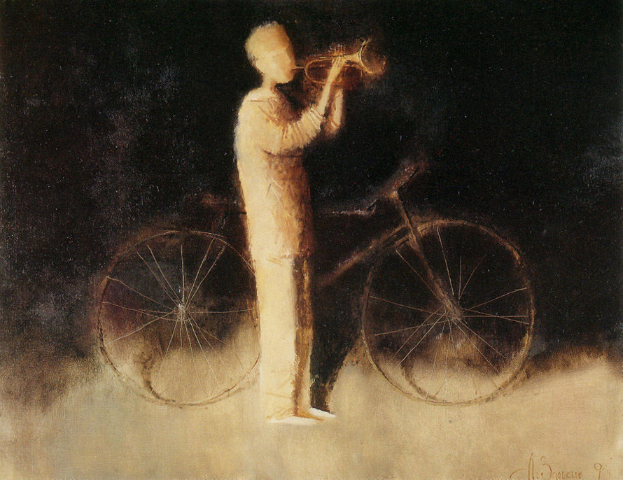 «Το παιδικό ποδήλατό μου, ο άλλοτε απαστράπτων Πήγασος που απογειωνόταν μόλις τον καβάλαγα, έχει για πάντα τώρα υπογειωθεί». (Andrei Zadorine, «The Bycicle of Countainville»)
