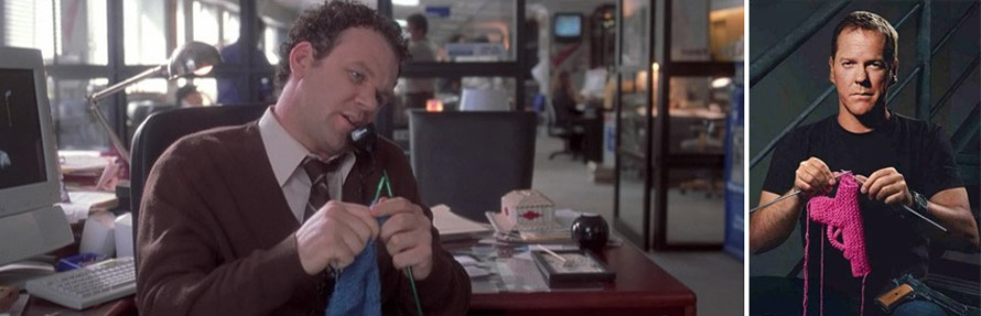 Στο «Never Been Kissed» ο John C. Reilly πλέκει στο γραφείο του. Ο Jack Bauer (Κίφερ Σάδερλαντ), εκτός από το πιστόλι, ξέρει να δουλεύει και το βελόνι.